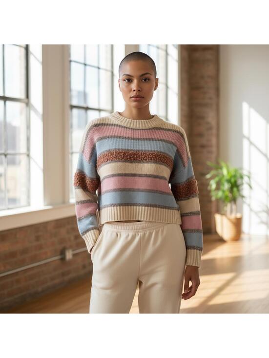 Cotton Emporium Sweaters - Cotton Emporium Striped Crew Neck Sweater Size XS